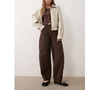 JDY Susie jeans barrel in marrone cioccolato S L32