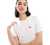 JDY - T-shirt bianca con stampa di cuore-Bianco 36