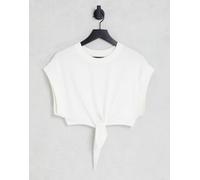 JDY - T-shirt corta bianca con nodo sul davanti-Bianco L