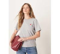 JDY - T-shirt grigio chiaro con cuore stampato L