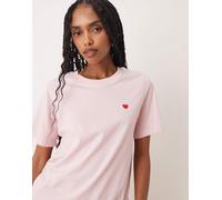 JDY - T-shirt rosa con stampa di cuore S