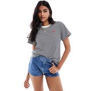 JDY - T-Shirt squadrata crema e blu navy a righe-Bianco L
