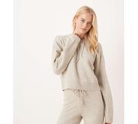 JDY Tall - Felpa extra larga in maglia color crema con cappuccio in coordinato-Bianco L
