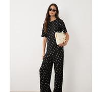 JDY Tall - Pantaloni ampi neri a pois in coordinato-Nero XSL36
