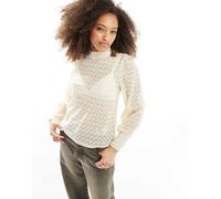JdY Avery L/S Lace Top Jrs Noos Maglietta a Maniche Lunghe, Guscio di Sabbia, S Donna