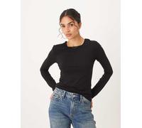 JDY - Top a maniche lunghe nero con scollo circolare XL