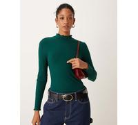 JDY - Top accollato a maniche lunghe verde scuro XS