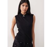 JDY - Top accollato senza maniche nero con spilla 2XL