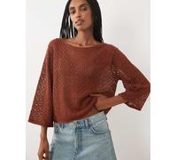 JDY top all'uncinetto con scollo a barchetta in bordeaux-Rosso L