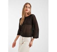 JDY - Top all'uncinetto marrone con scollo a barchetta XL