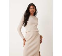 JDY - Top beige a coste in coordinato-Neutro XS