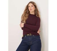 JDY - Top bordeaux con bordi smerlati-Rosso 2XL