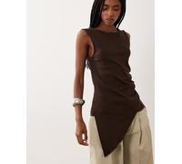 JDY - Top marrone con orlo asimmetrico L