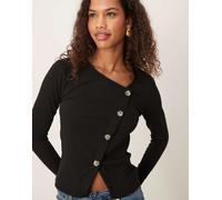 JDY - Top nero con abbottonatura asimmetrica 3XL