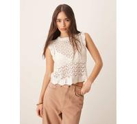 JDY - Top senza maniche bianco all'uncinetto traforato M
