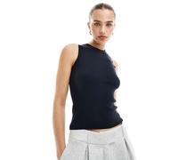 JDY - Top senza maniche in maglia blu navy a coste XS
