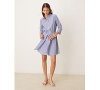 JDY - Vestito camicia allacciato in vita con motivo gessato color bianco e blu 34
