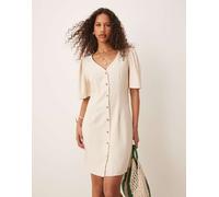 JDY - Vestito camicia corto in misto lino beige-Neutro S