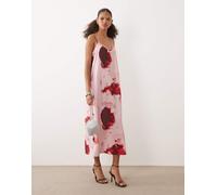 JDY - Vestito con spalline sottili midi rosa con stampa a fiori S