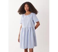 JDY - Vestito corto a maniche corte azzurro a righe-Blu XS