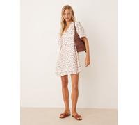 JDY - Vestito corto bianco a fiori a maniche corte L