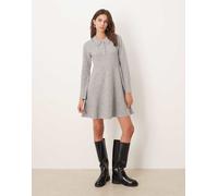 JDY - Vestito corto grigio in maglia con colletto stile polo XS