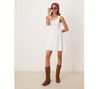 JDY - Vestito corto traforato bianco arricciato S