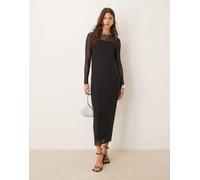 JDY - Vestito lungo a maniche lunghe in rete nero con strass XS