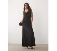 JDY vestito lungo in raso con scollo ad anello color antracite-Nero S