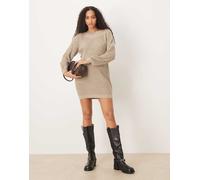 JDY - Vestito maglia corto beige con collo ampio-Bianco S