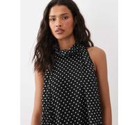 JDY - Vestito midi allacciato al collo nero a pois L
