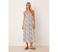 JDY - Vestito midi bianco con stampa astratta e spalline sottili 2XL