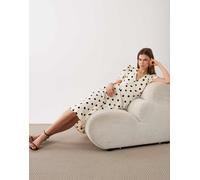 JDY - Vestito midi color crema a pois con scollo a V-Bianco M