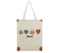 JDYANSHENG Pretzel - Borsa tote in tela con cuore e boccale di birra e pan di zenzero, perfetta per picnic all'aperto, feste, shopping, viaggi, manici robusti, regalo ispirato, 38 x 46 cm