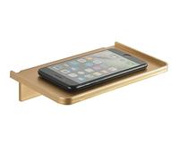 JDYOOMI Mensole galleggianti da parete in acrilico, piccole mensole adesive per telefono, salviettine, altoparlanti intelligenti, per bagno, cucina, WC, camera da letto, ufficio, colore oro