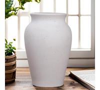 JDZMYF Vaso da fiori rustico in ceramica bianca per la decorazione della casa del soggiorno, vaso vintage in terracotta neutra, alto vaso in argilla stile bohémien, vaso decorativo perfetto per