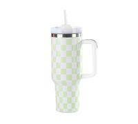 JDZYFFS Tazze Colazione - Bicchiere Termico Da 40 Oz Con Manico E Coperchio Con Cannuccia, Tazza Da Viaggio Isolata In Acciaio Inossidabile, Borraccia, Tazza Da Caffè Ghiacciato(Green 1)