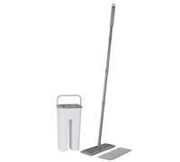 JE CHERCHE UNE IDEE, ME0046 6L Wringeimer with Broom Versatility and Efficiency Optimal Capacity Ergonomic Design Durable Materials Easy Maintenance Grey White Bucket