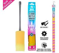 Je CHERCHE Une IDÉE - ME0089 - Scovolino Scrub Innovativo per Pulizia Bottiglie e Borracce - Testa in Schiuma - Compatto e Maneggevole - 27 x 0 x 5 cm - Giallo