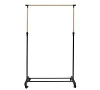 Je CHERCHE Une IDÉE, RG0082, Appendiabiti Effetto Legno con Ruote, Design Elegante e Pratico per riporre Abiti e Accessori, Nero, 80x160x43 cm