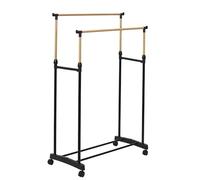 Je CHERCHE Une IDÉE, RG0084, Appendiabiti in Legno Doppio Effetto con Ruote, Design Elegante e Pratico, capacità di contenimento ottimizzata, Facile da spostare, Nero, 80x160x43 cm