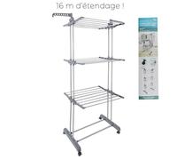 Je CHERCHE Une IDÉE, RG3071, Stendibiancheria a 3 Piani da 16 mt, Ideale per lavanderie e Esterni, Facile da Piegare, Stabile e Versatile, per un'asciugatura Rapida, Grigio/Bianco, Misura Standard