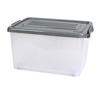 JE CHERCHE UNE IDEE Scatola Portaoggetti in Plastica con Ruote e Maniglie, 35 L, Coperchio Trasparente/Grigio