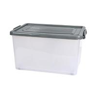 JE CHERCHE UNE IDEE Scatola Portaoggetti in Plastica con Ruote e Maniglie, 50 L, Coperchio Trasparente/Grigio