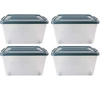 JE CHERCHE UNE IDEE Scatola Portaoggetti in Plastica con Ruote e Maniglie, 60 L, Coperchio Trasparente/Grigio