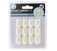 JE CHERCHE UNE IDEE Set 12 Ganci Adesivi per Bastone Tenda Bianco | Plastica, set 12 ganci autoadesivi, bastone per tende, installazione senza foratura, casa, bianco