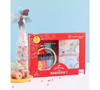 Je découvre la broderie: Coffret avec 1 livre, 10 échevettes, 1 tambour en bois, 1 aiguille