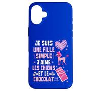 Je Suis Une Fille Simple J'aime les Chiens et le Chocolat Custodia per iPhone 16 Plus