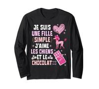 Je Suis Une Fille Simple J'aime Les Chiens et Le Chocolat Maglia a Manica