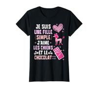 Je Suis Une Fille Simple J'aime Les Chiens et Le Chocolat Maglietta